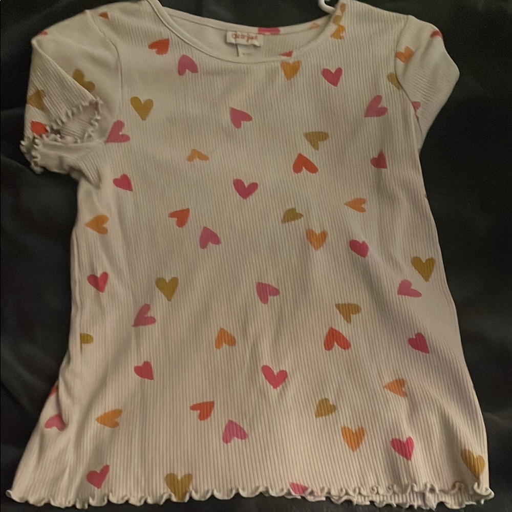 Cat & Jack White Top with Colorful Hearts
